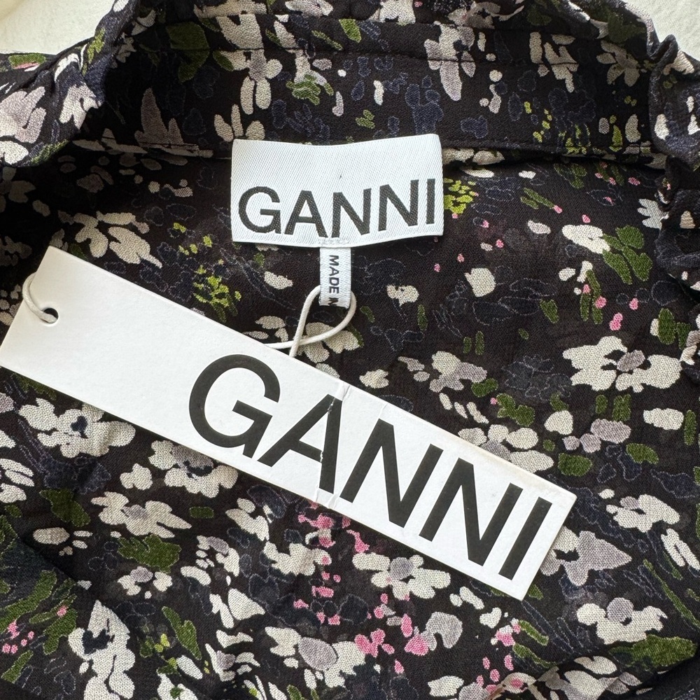 GANNI Georgette Floral Mini Dress Size XXS NWT - Picture 7 of 13